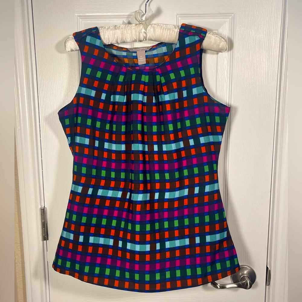 Banana Republic Factory Women’s Rainbow Square Pattern Tank Top Blouse Sz Small